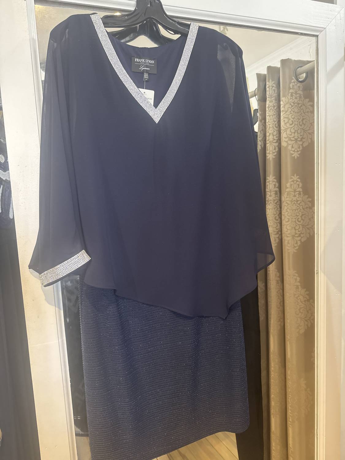 Frank Lyman - Diamonte Trim V-Neck Dress
