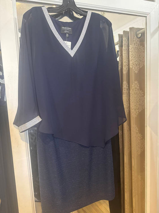 Frank Lyman - Diamonte Trim V-Neck Dress