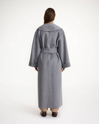 BY MALENE BIRGER Women's Trullem Belted Wool Coat in grey - women's jacket - detail view