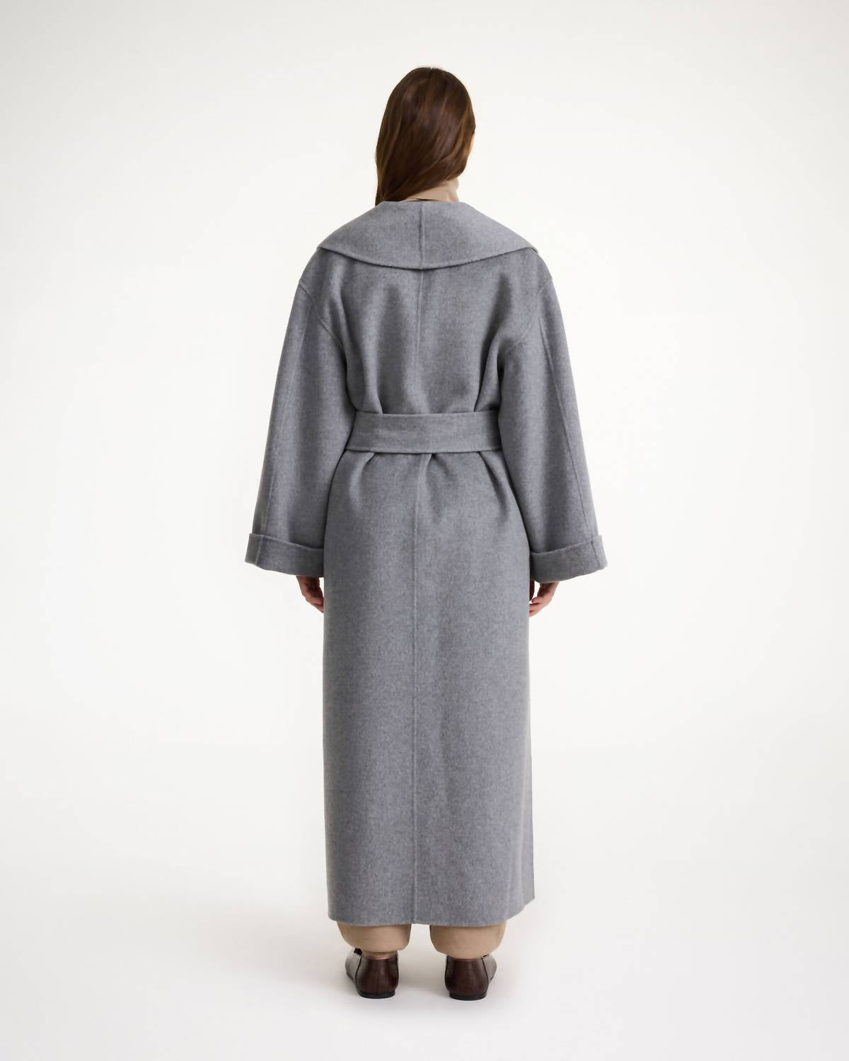 BY MALENE BIRGER Women's Trullem Belted Wool Coat in grey - women's jacket - detail view