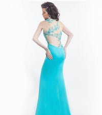 Rachel Allan - Lace Applique On A Fitted Jersey Prom Gown