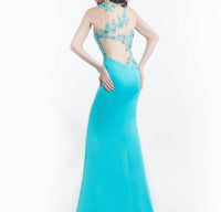 Rachel Allan - Lace Applique On A Fitted Jersey Prom Gown