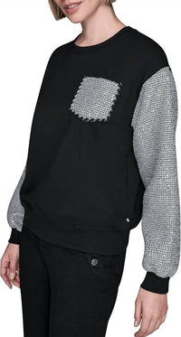 Karl Lagerfeld - Crewneck Sequined Tween Long Sleeve Top