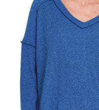 Zenana - Ribbed V Neck Sweater