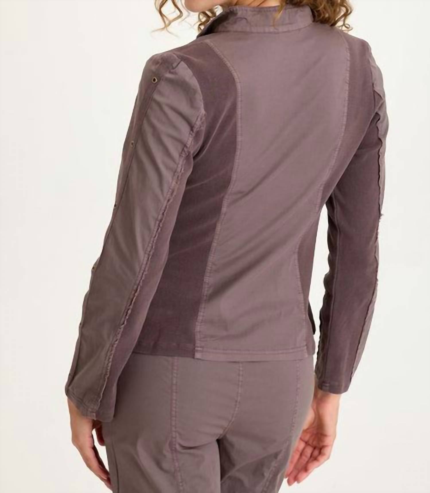 XCVI Murphy Poplin Fitted Zip Jacket in virtuoso pigment - women's jacket - alternate view