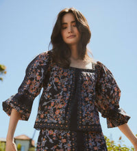 Cleobella Lucille Elasticized Cuffs Blouse in dark la ramos print - women's blouse - alternate view