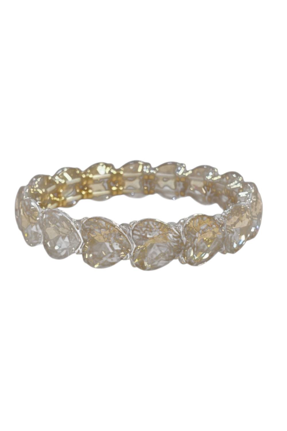 Something Special LA Women's Heart Cut Crystal Stretch Bracelet in clear - women's jewelry - alternate view