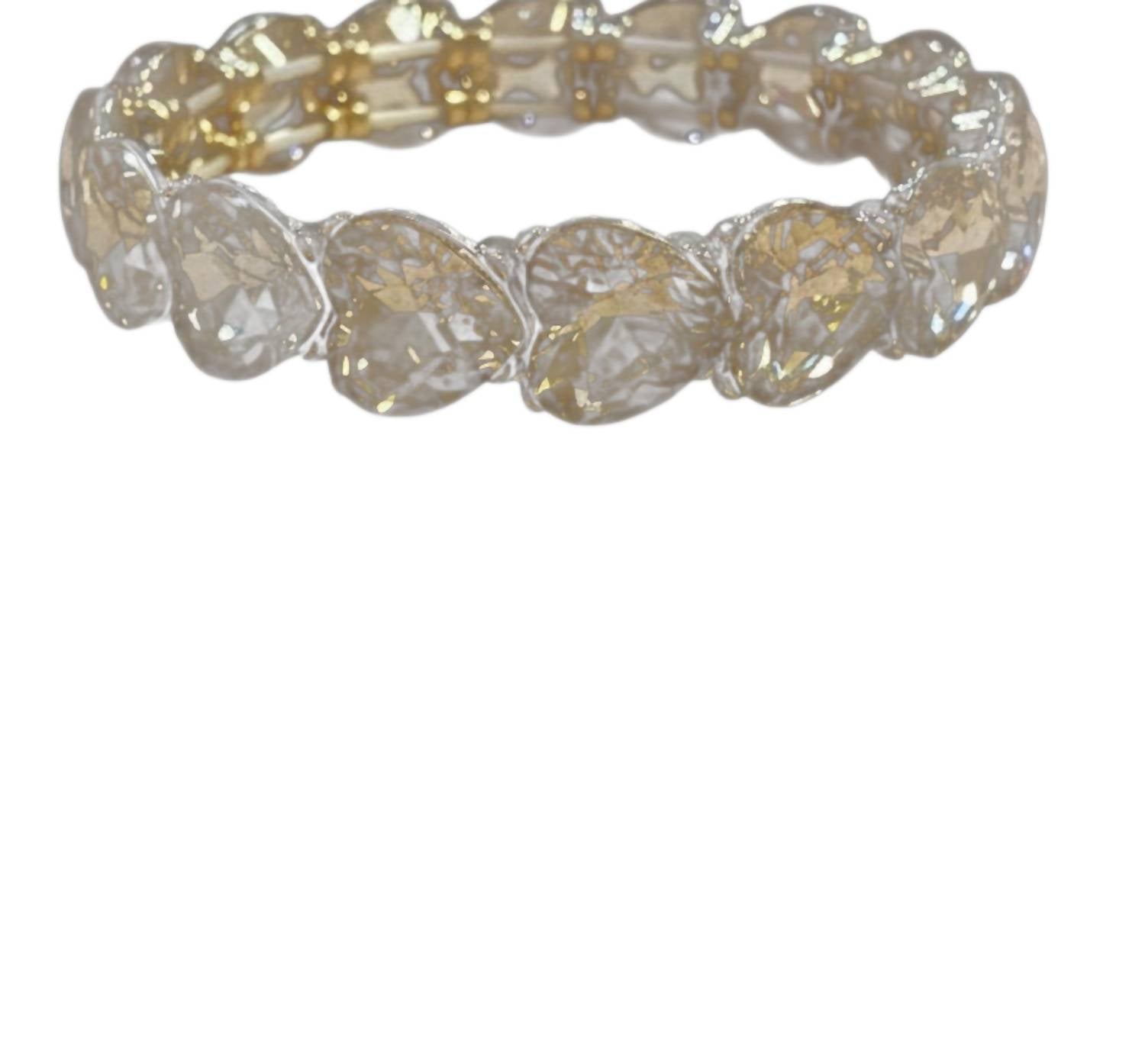 Something Special LA Women's Heart Cut Crystal Stretch Bracelet in clear - women's jewelry - detail view