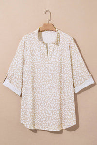 Dear Lover - Apricot Leopard Vneck Plus Size Top
