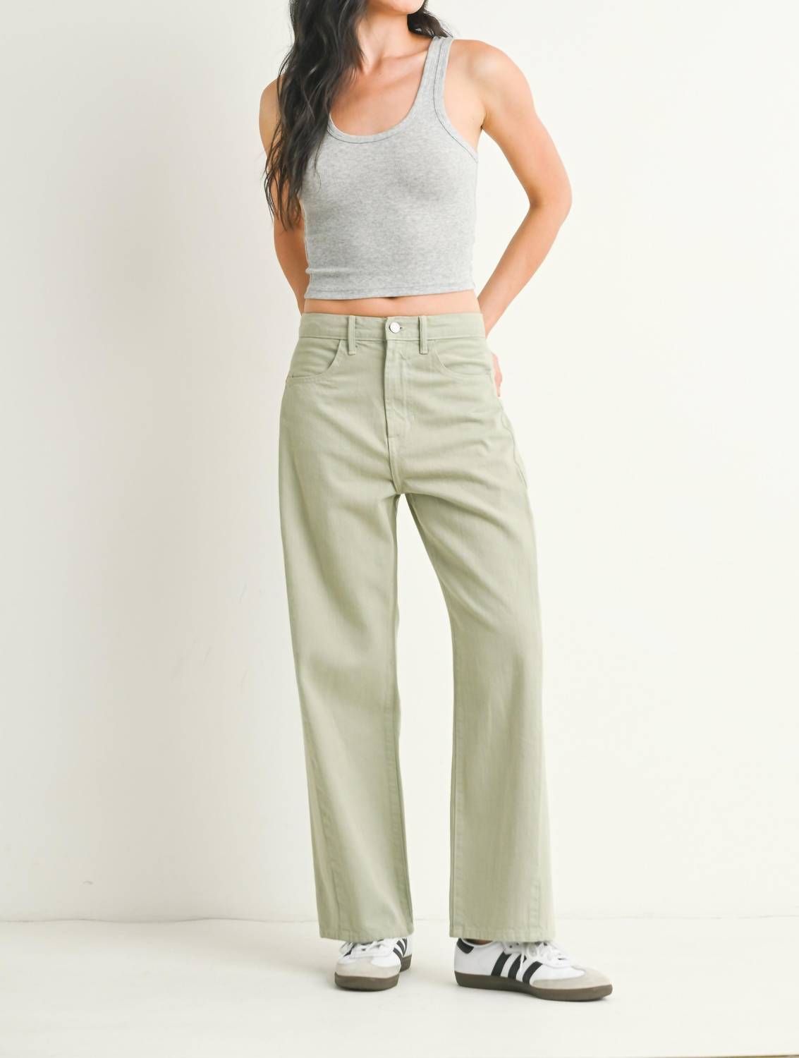 JUST BLACK DENIM Twist Barrel Jean in eucalyptus - women's jeans