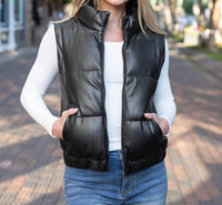 Grace And Lace - Butter Faux Leather Puffer Vest