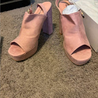 Unique Vintage - Women's Suede Buckle Sling Heels