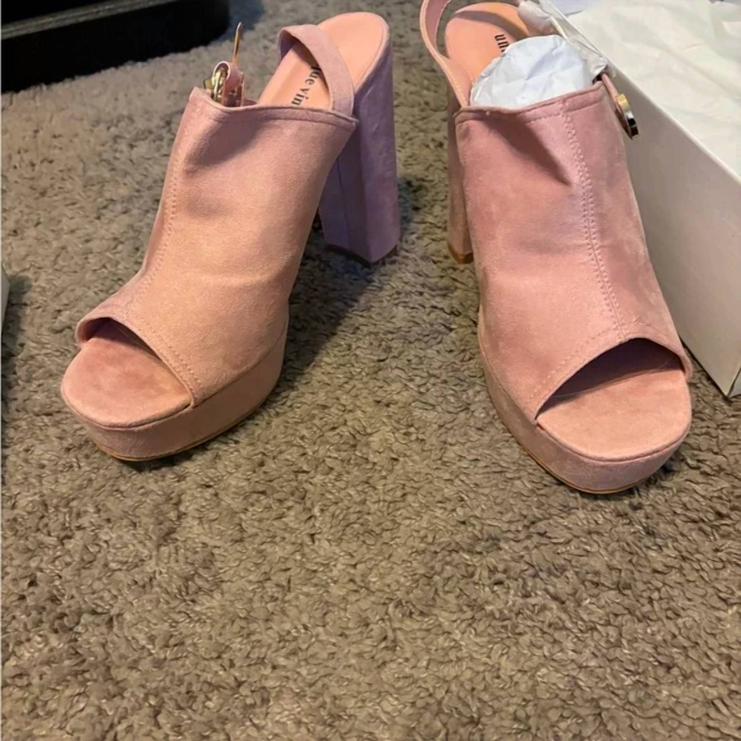 Unique Vintage - Women's Suede Buckle Sling Heels