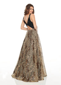 Rachel Allan - Mid Cut-out Metallic Embroidered Prom Gown