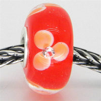 Trollbeads Women's Glass Bead Charm in peach flower - women's jewelry - detail view