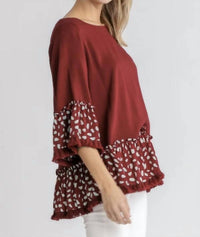Umgee - Linen Blend Animal Print Top