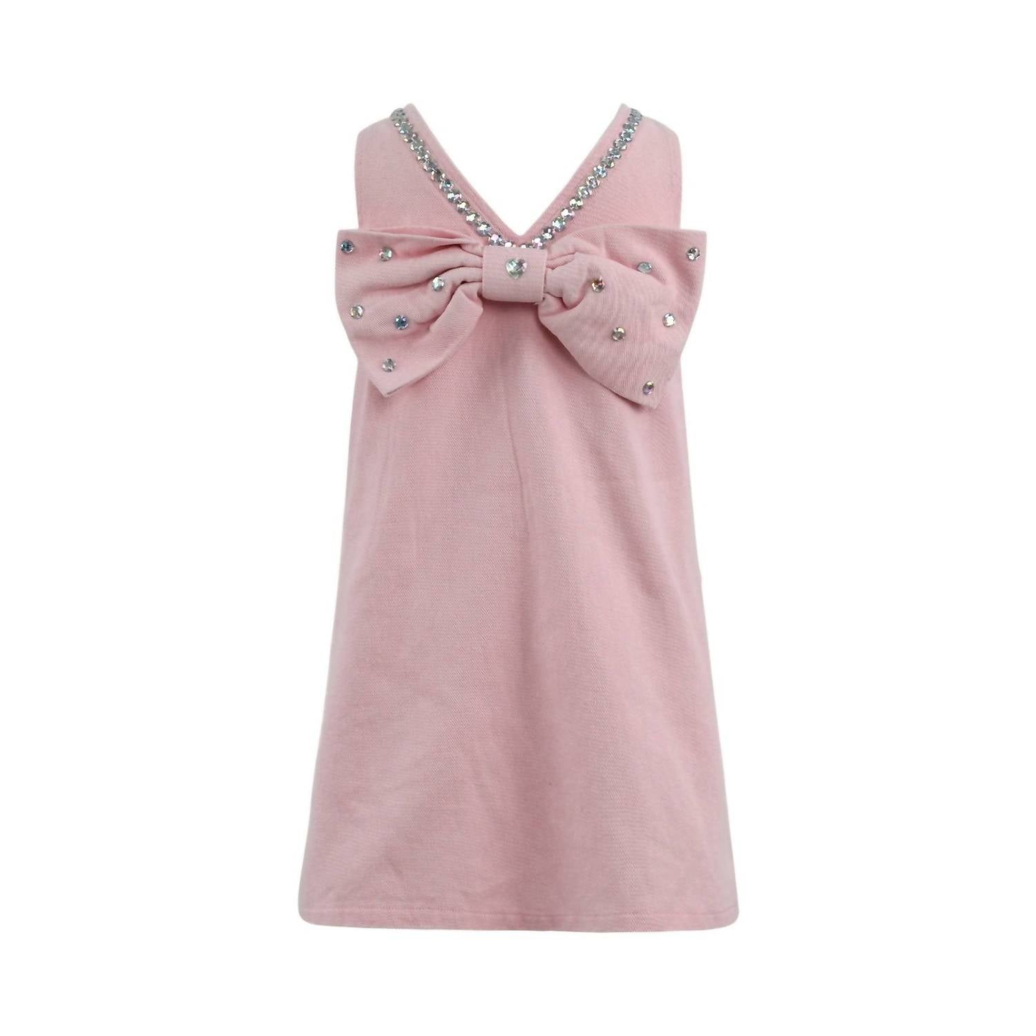 Lola + The Boys - Crystal Heart Denim Bow Dress