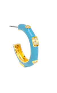 ZENZII Women's Small Enamel Crystal Earrings in blue - women's jewelry - detail view