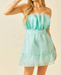 Day + Moon - Strapless Mini Dress With Ruffle Detail