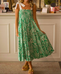 Meet Me in Santorini Paisley Tie Strap Dress in santorini paisley tie strap dress in verdant - women's dress - alternate view