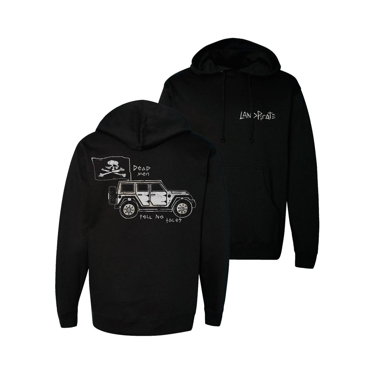 Land Pirate Men's Ghost Skull Flag Hoodie in black - men's shirt - alternate view