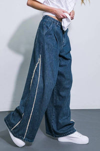 Flying Tomato - Frayline Wide Leg Jeans