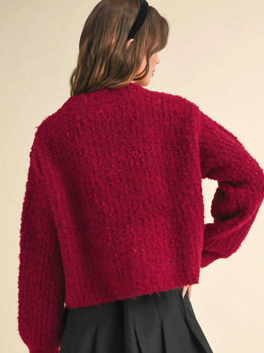 Miou Muse - Fuzzy Crewneck Cardigan