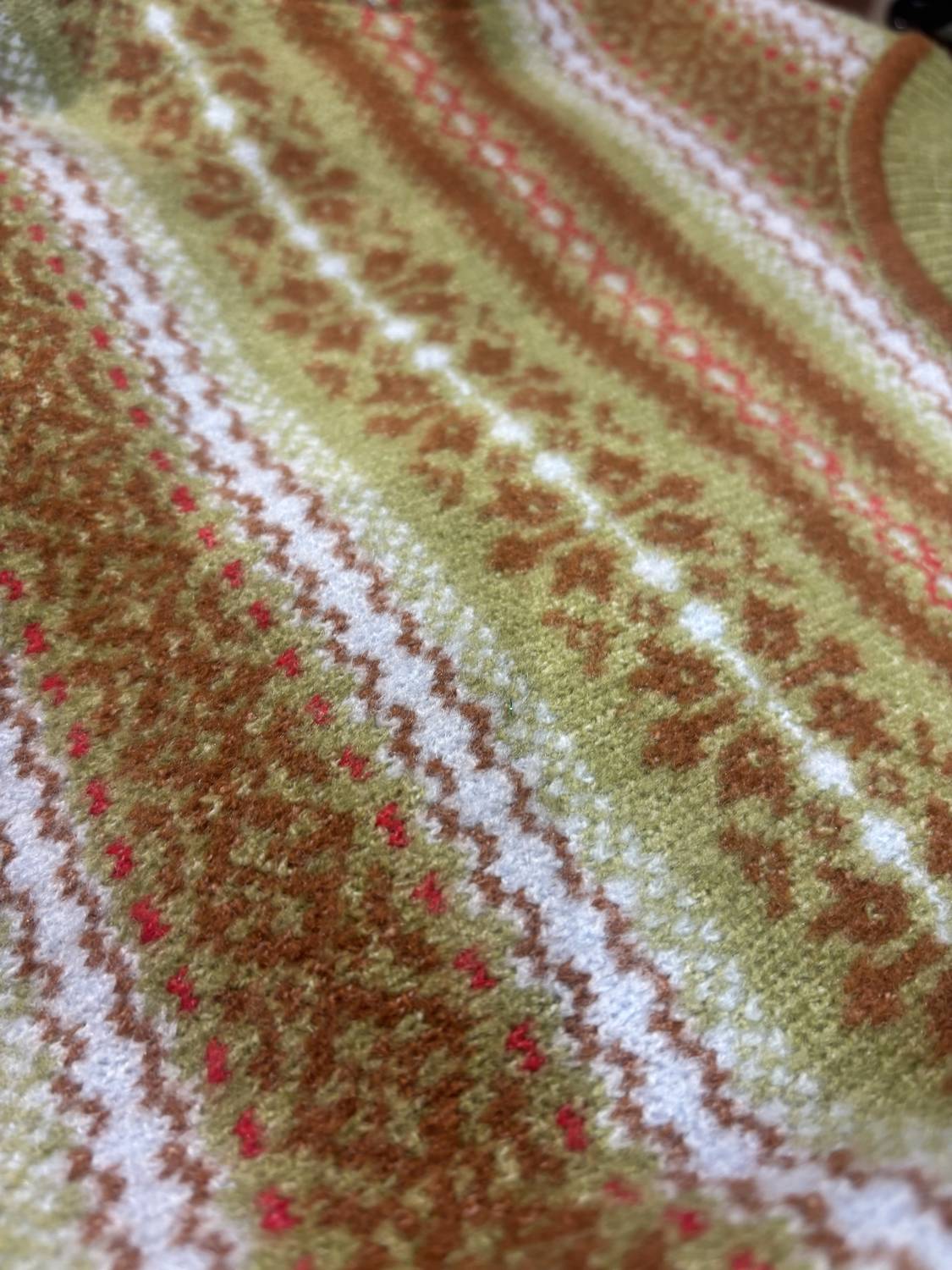DESIGN HISTORY fair isle sweater in airstream and green - women's sweater - alternate view