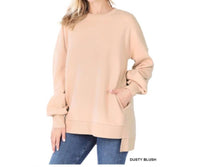 Zenana - Hi-low Hem Sweatshirt With Pockets