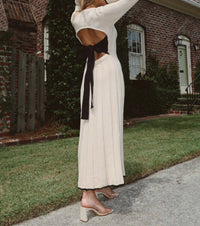 Lalavon - Cam Contrast Bow Maxi Dress
