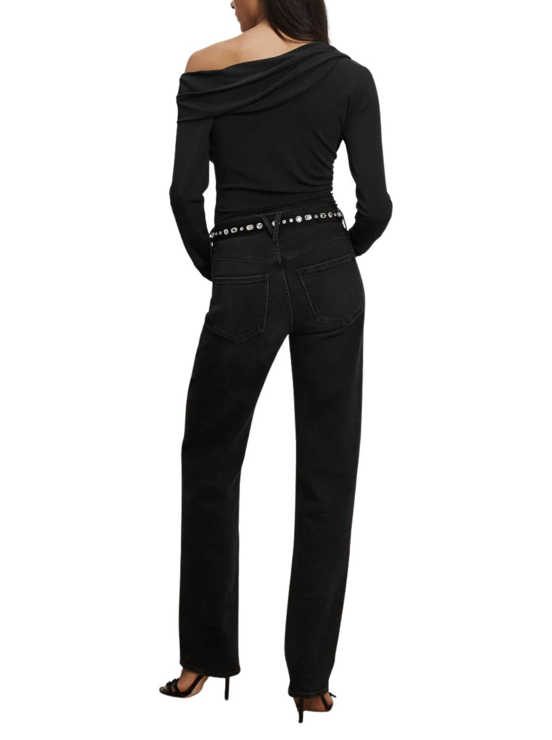 Veronica Beard Lozea Off-the-shoulder Top in black 1 - women's blouse - alternate view