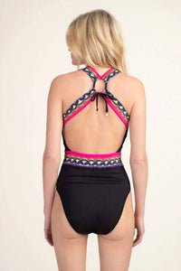Trina Turk - Tanzania Scarf Plus V-plunge One-piece Swimsuit