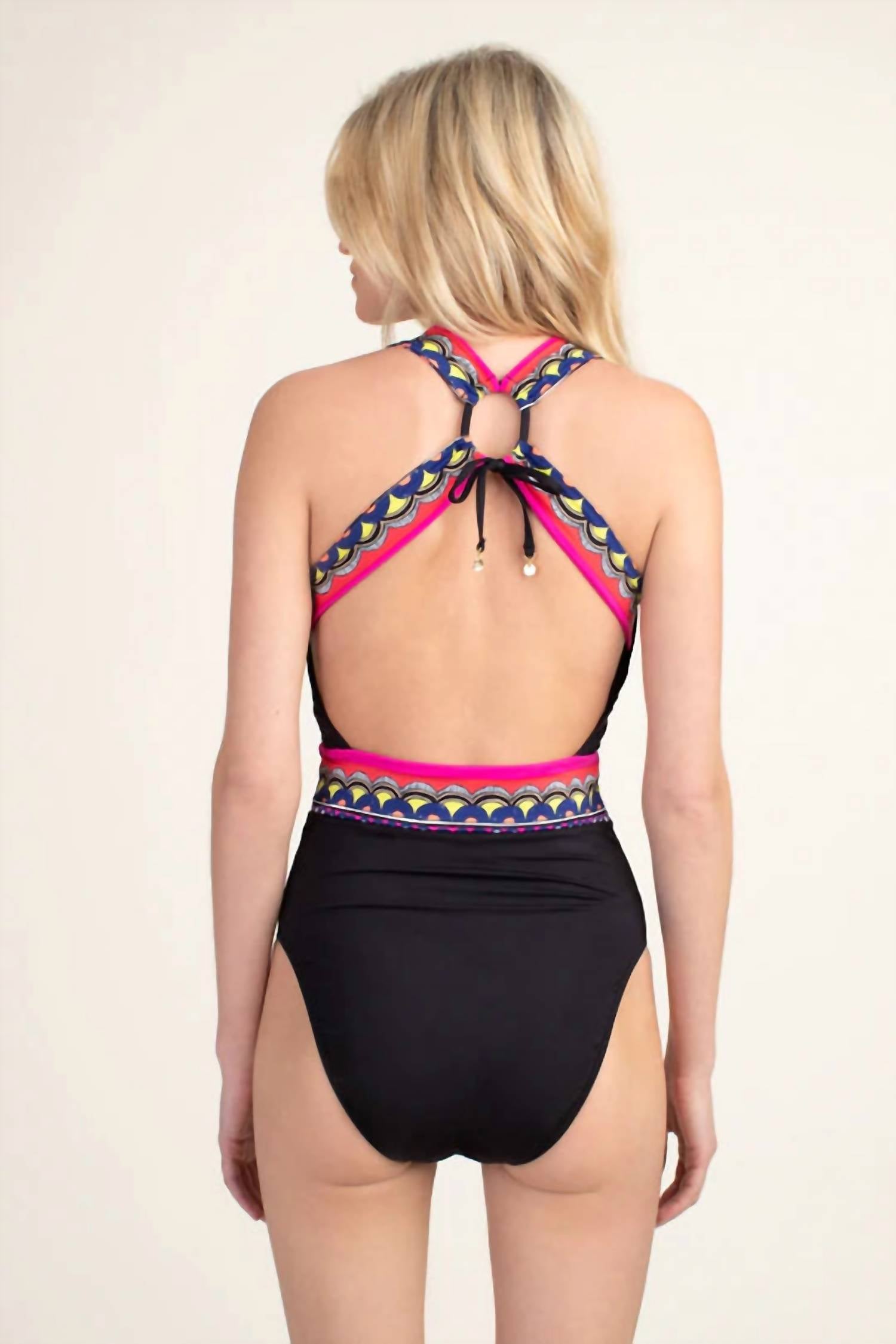 Trina Turk - Tanzania Scarf Plus V-plunge One-piece Swimsuit