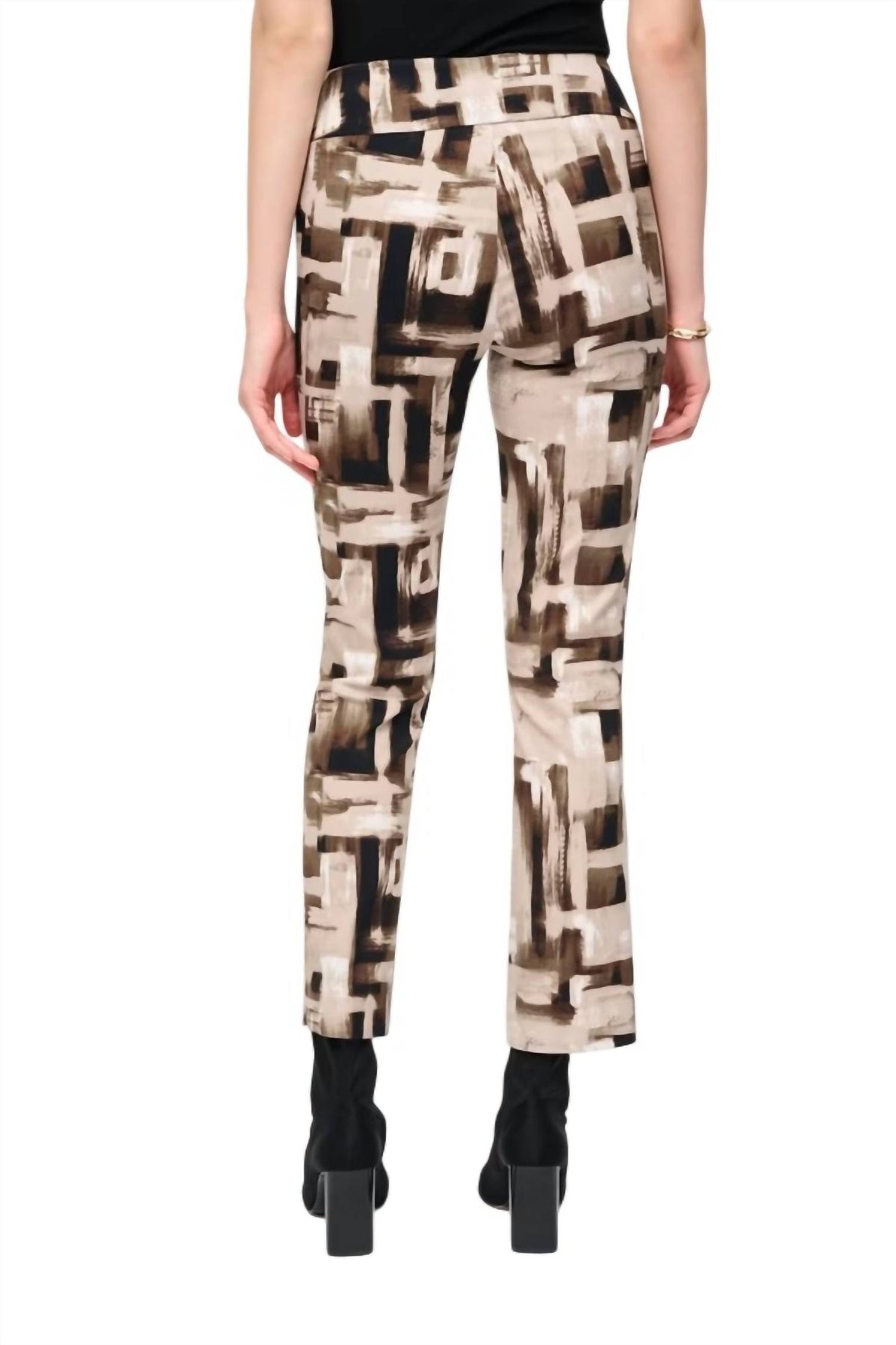 Joseph Ribkoff Slim Fit Full Length Trousers in vanilla multi - women's pants - detail view