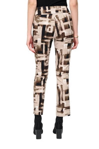 Joseph Ribkoff Slim Fit Full Length Trousers in vanilla multi - women's pants - detail view
