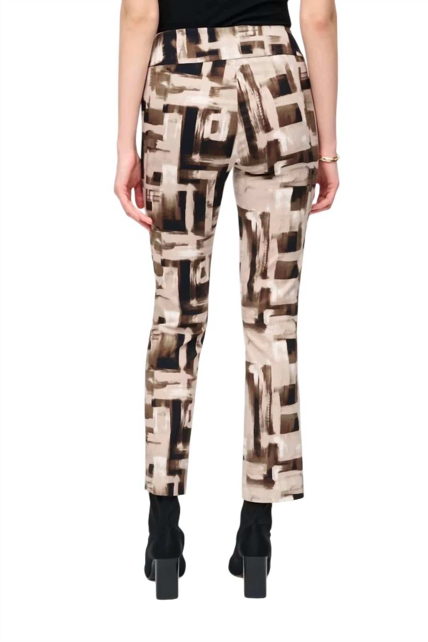 Joseph Ribkoff Slim Fit Full Length Trousers in vanilla multi - women's pants - detail view