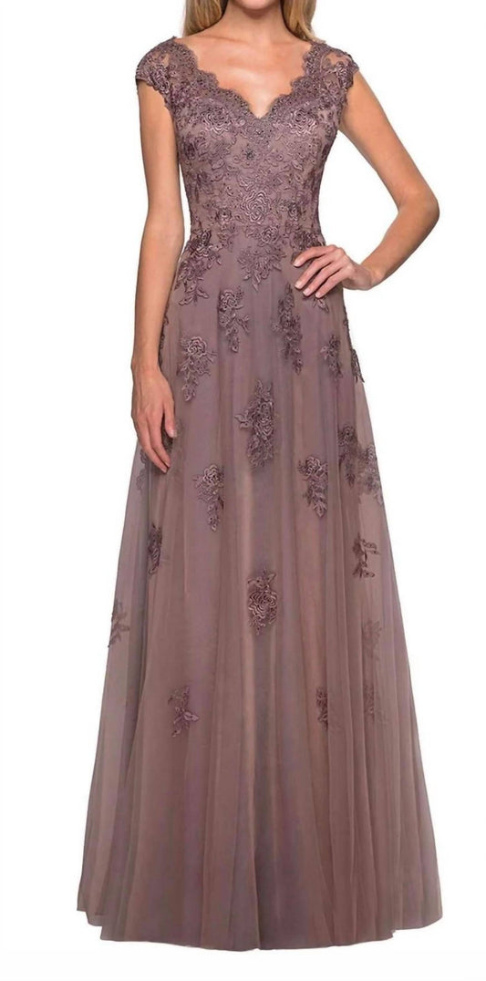 La Femme - Lace Evening Dress