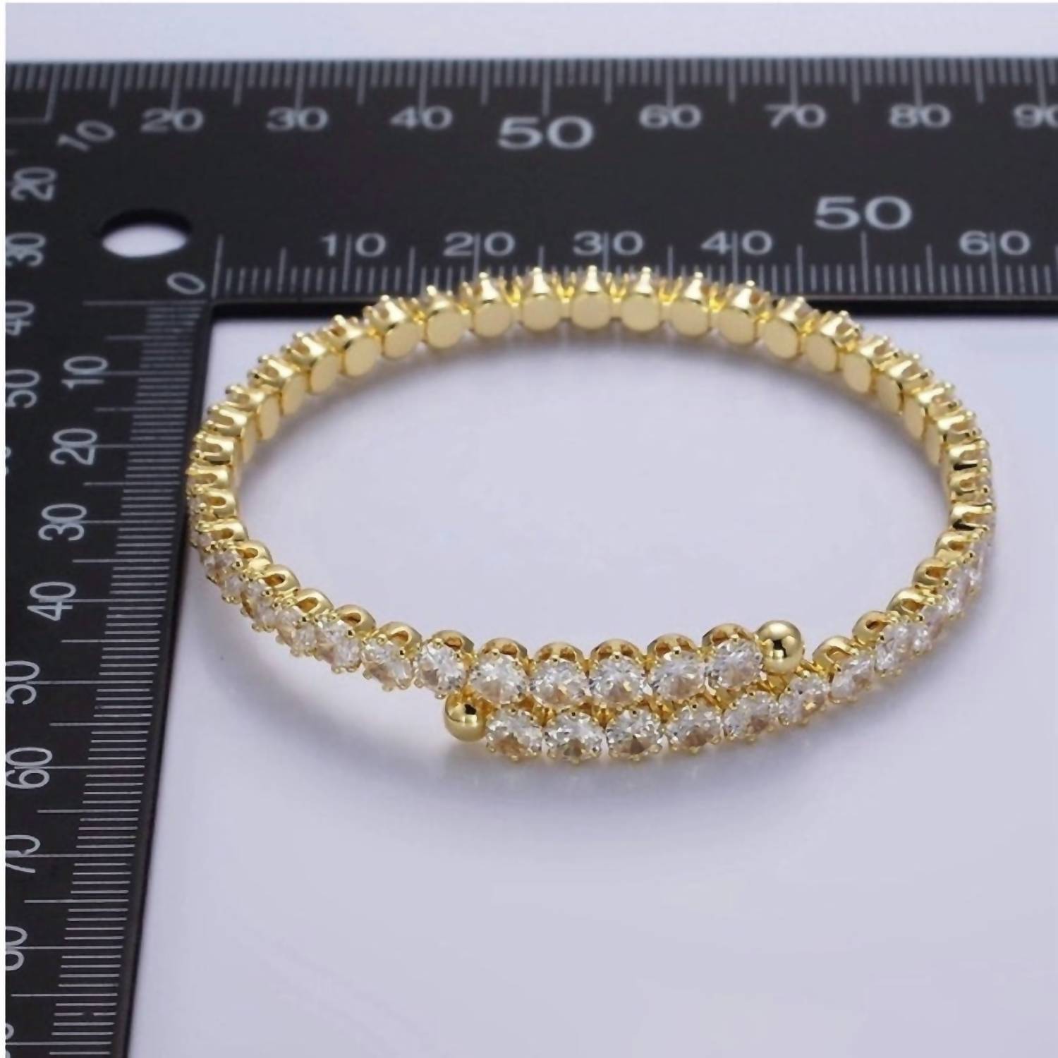 Aim Eternal - Women's Clear Round Cubic Zirconia Bangle Wrap Bracelet