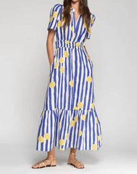 Vilagallo - Striped Lemon Midi Dress