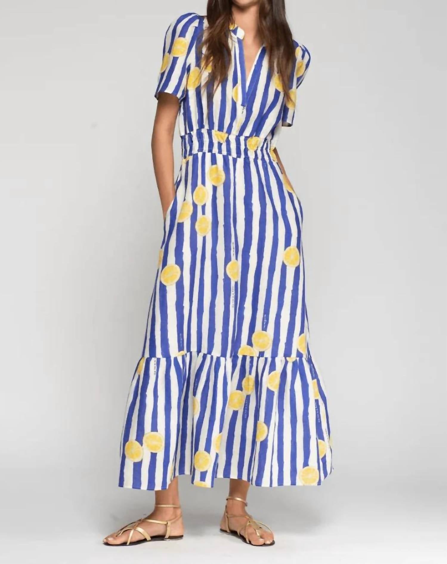Vilagallo - Striped Lemon Midi Dress
