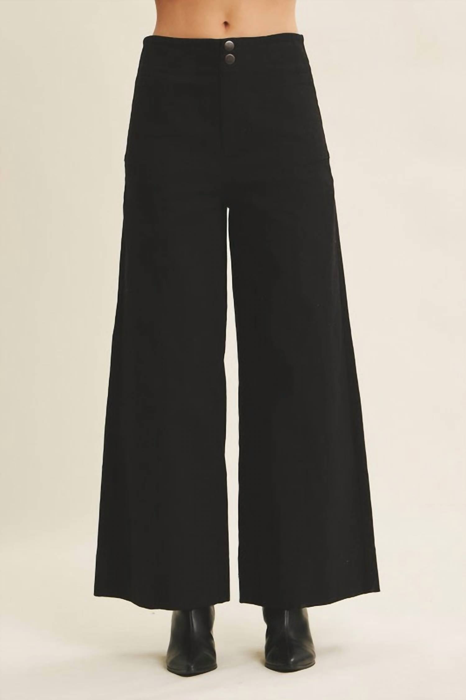 In February Melissa Stretchy Wide Leg Pant in black - women's pants