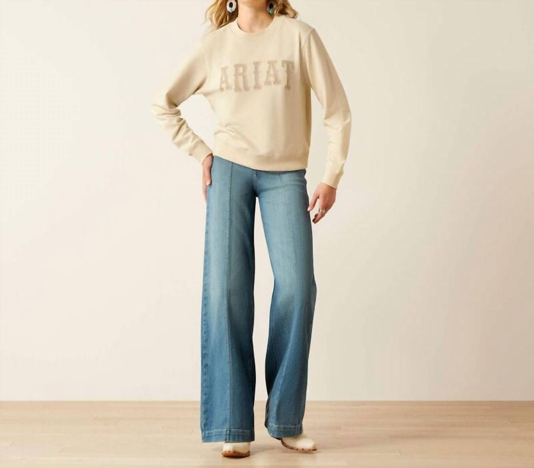 ARIAT Essential Crew Sweatshirt in summer sand - women's top - alternate view