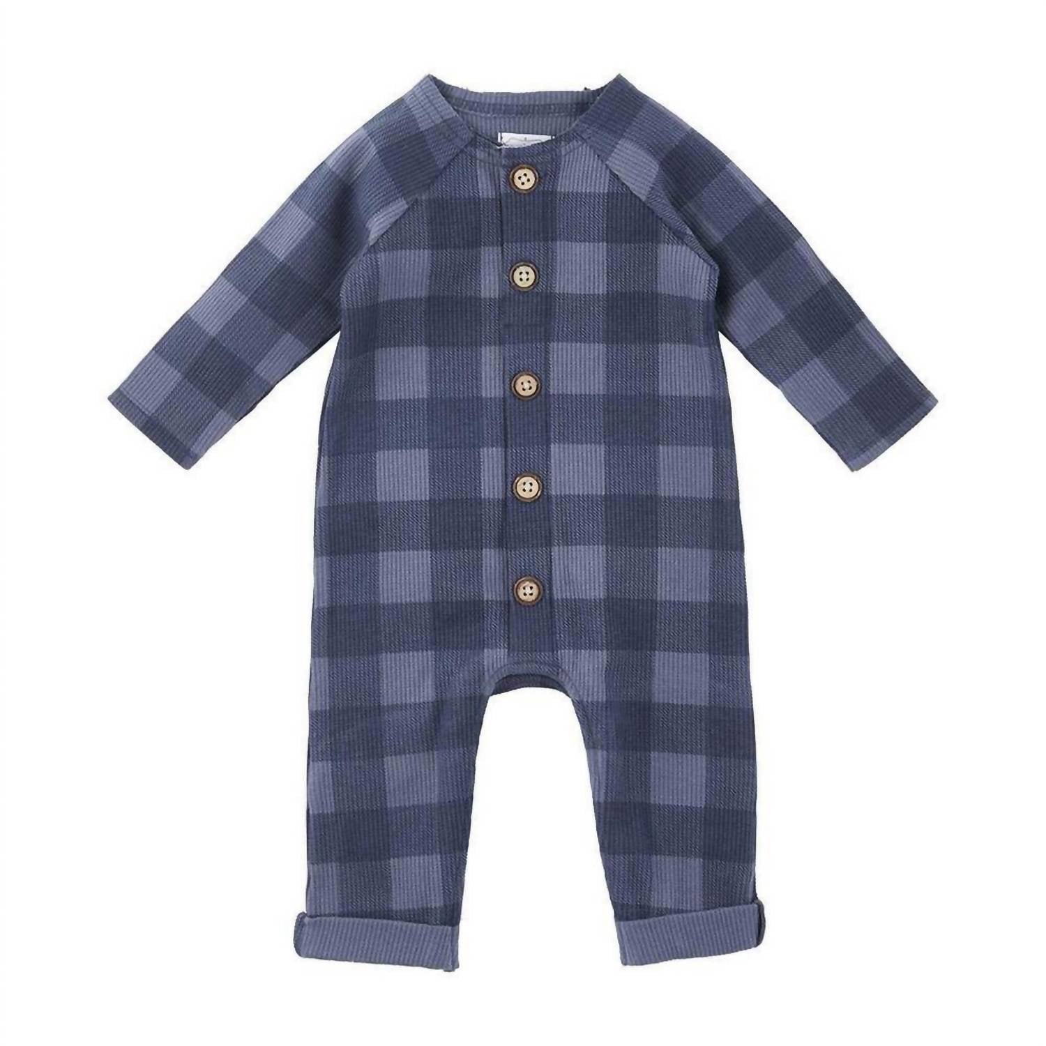 Mudpie - Kids Check Button One Piece Bodysuit