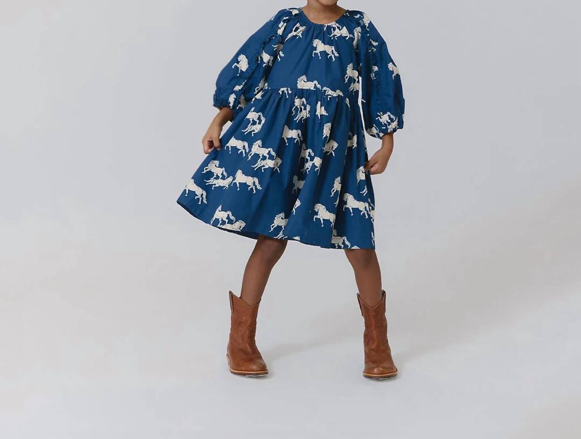 PINK CHICKEN Katya Dress in wild horses - kids' dress