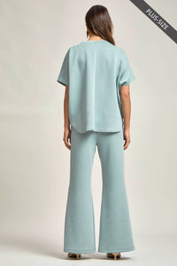 Dear Scarlett - Poncho Top And Bell Bottom Modal Set - Plus