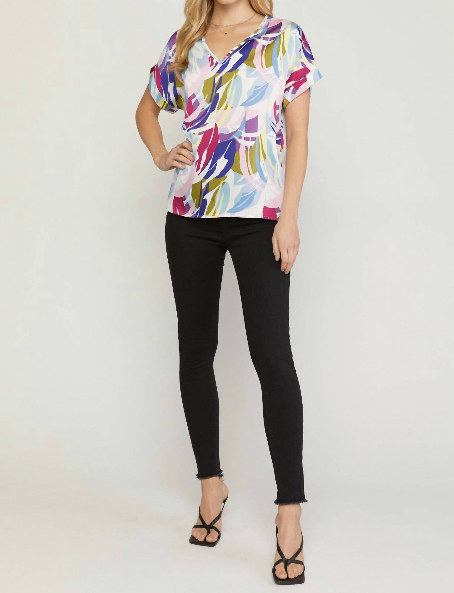 Entro - Abstract Double V-Neck Top
