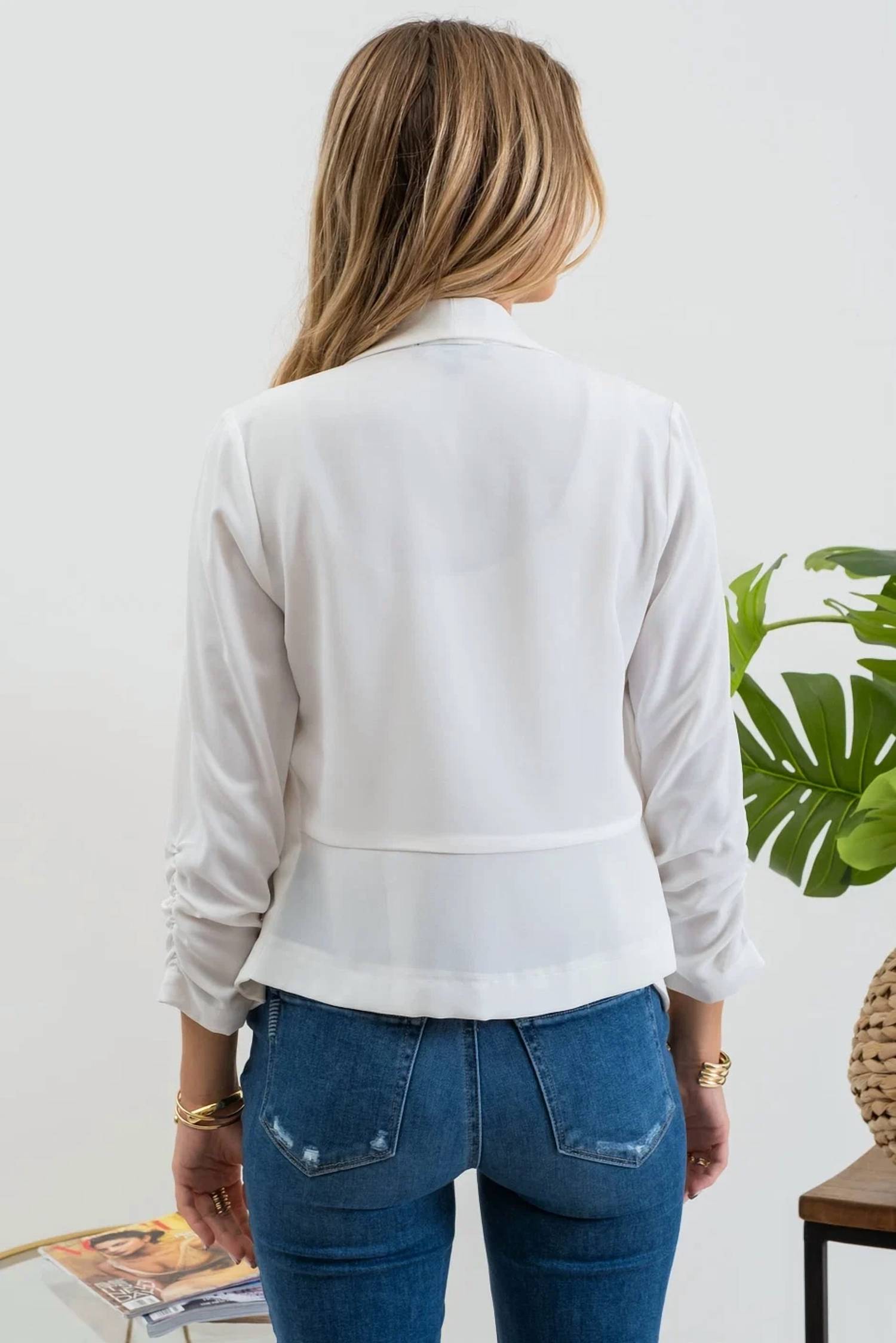 Blu Pepper - Ruched Sleeve Blazer