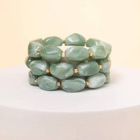 Sophia Collection - Women's Marble Stone Beaded Stretch Bracelet Set
