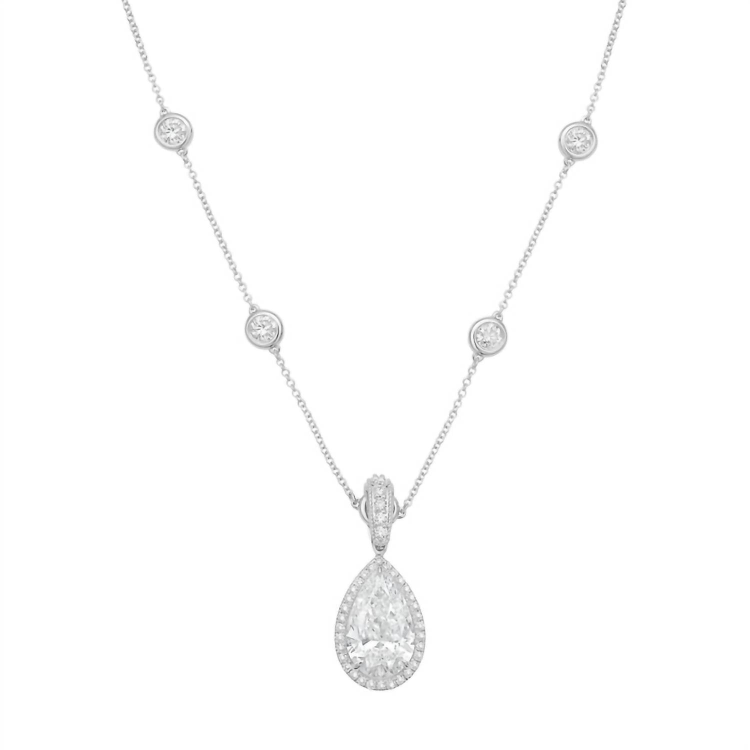 Diana M Jewels - Women's Pear & Round Lab-Grown Diamond Pendant Necklace (7.00 Ct) - Elegant