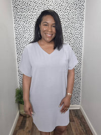 Zenana - Woven Airflow V Neck T Shirt Dress